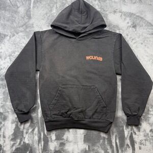 Wounds Hoodie Mens Small Black Graphic Print Streetwear Long Sleeve Sweatshirt